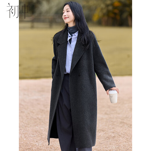 Chushen autumn and winter New Year's wear annual meeting wool coat women's sheep wool lapel loose double-sided woolen long style S54C044