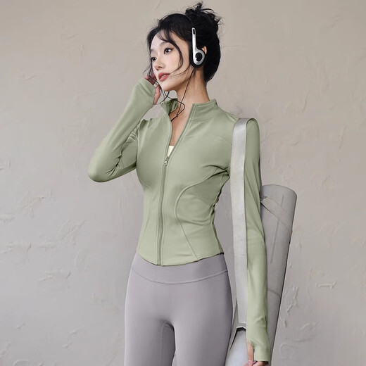 Nanmu Xiong yoga clothing suit women's sports fitness clothing yoga pants running autumn and winter long-sleeved tops Pilates training quick-drying clothing Suit M size 85-110Jin Jin equals 0.5 kg