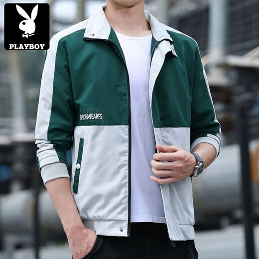花花公子（PLAYBOY）短款风衣外套男士春秋季2025新款潮流帅气百搭上衣服男装春装夹克 5201【春秋】黑色 薄款 M 【建议85-斤左右】