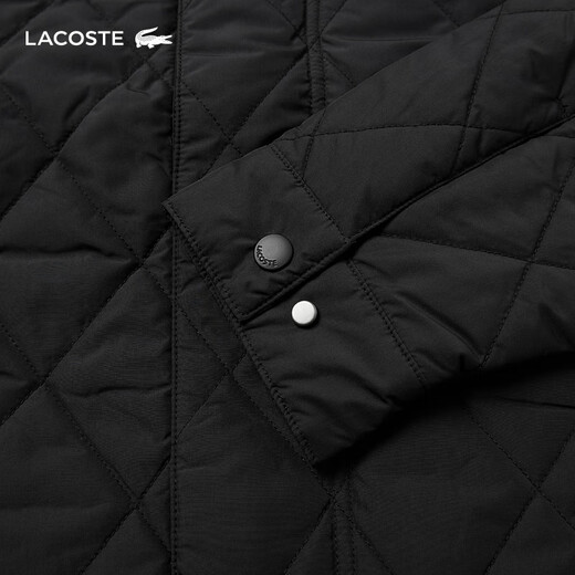 LACOSTE French Crocodile Men's Autumn and Winter Simple Comfortable Warm Lapel Jacket Short Cotton Jacket Men|BH6816 031/Black M 50/175