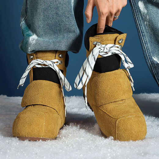 Bottes de neige 2025 hiver bottes Martin polyvalentes à semelles épaisses pour hommes et femmes chaussures de couple bottes de ski épaisses résistantes au froid et chaudes jaune 36 36