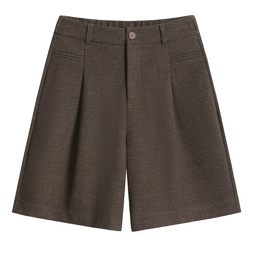 Pierre Cardin navy blue woolen shorts for women autumn and winter 2025 new high-waisted slim a-line outer wear wide-leg temperament mid-length pants dark gray L 108-120Jin Jin equals 0.5 kg Select