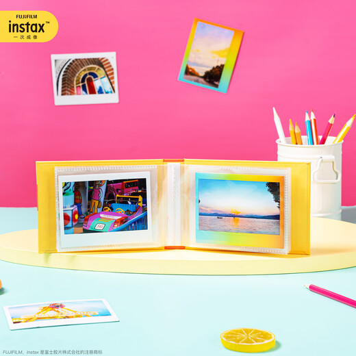 Fuji (FUJIFILM) one-time imaging photo paper wide format five-inch film wide 300/210/400/evo instant camera link wide mobile phone photo printer photo white border (20 photos) storage box + warm orange moment photo album + refrigerator magnet + frame sticker