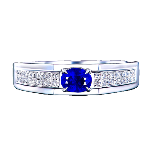 HEEKAIYI Sapphire Ring for Men Royal Blue 18K Gold Diamond Ring Chinese Valentine's Day Birthday Gift for Husband and Boyfriend Selected Sapphire Ring for Men 0.53 carat 18K Gold Inlaid