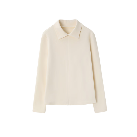Mohan Yimei POLO collar velvet feel shirt 2025 winter basic velvet feel inner POLO collar long-sleeved warm shirt off-white 2XL