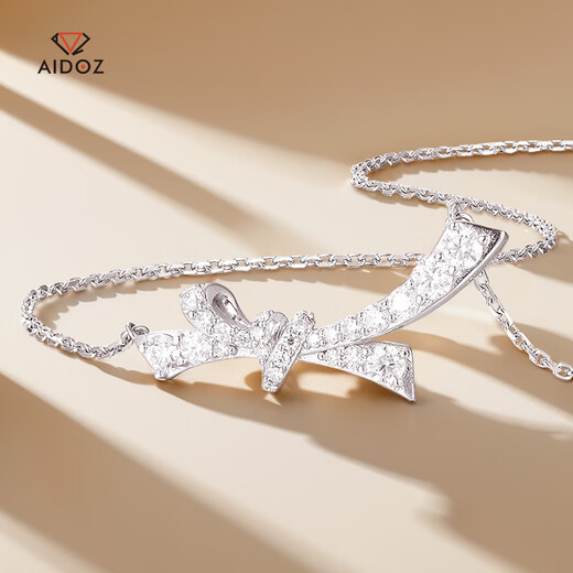 Aido diamond pt950 platinum necklace for women platinum bow set chain inlaid with moissanite diamond light luxury gift platinum bow moissanite diamond necklace