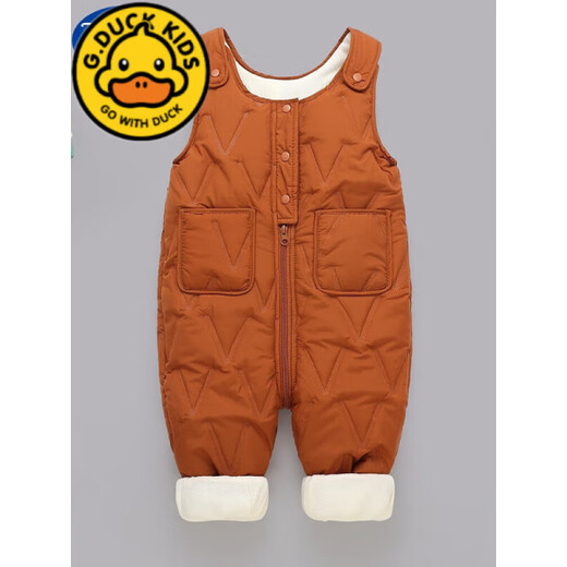 G.DUCKKIDS children's overalls for boys and girls in autumn and winter all-in-one velvet cotton pants for babies with open stalls for children and infants thickened outer pants, bean green and velvet thickened 80 (recommended for 12 to 18 months)
