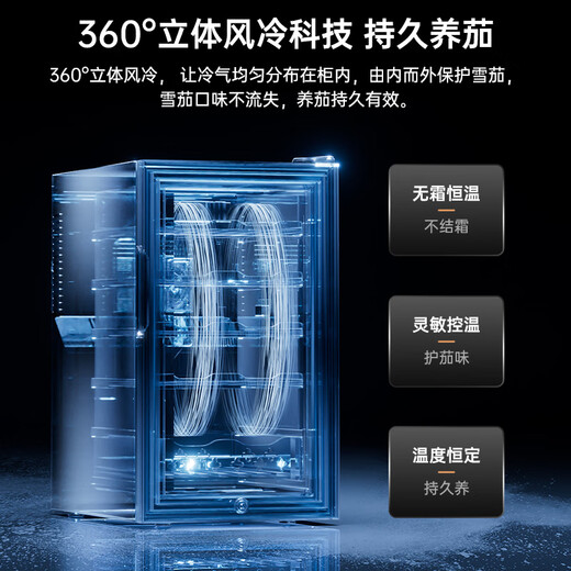 CIGARLOONG 32C Cigar Cabinet Constant Temperature and Humidity Semiconductor Air-cooled Cedar Wood Shelves Office Household Small Energy-Saving Silent Electronic Cabinet Cigar Cabinet Smoke Cabinet 46C Box Cooling Bar + Constant Temperature and Humidity + Cedar Wood Shelves + Side Light Strips