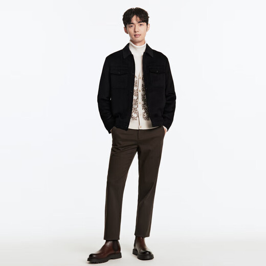 Jiumuwang Men's Jacket Men's Autumn and Winter Quality Wool Warm and Comfortable Lapel Business Jacket for Men