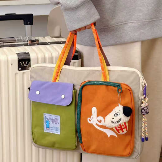 Nanmuxiong computer bag Japanese dopamine cross-body portable 16-inch large-capacity flat bag storage commuter student inner bag gray contrast color 14.16-inch universal