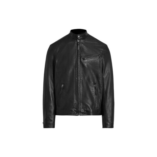 RALPH LAUREN Ralph Lauren Solid Color Stand Collar Zipper Motorcycle Jacket Leather Jacket Men's Black Black M