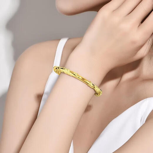 Jiaye gold-plated silver-filled flowery bracelet bracelet, gold-plated silver-plated glossy push-pull bracelet for your girlfriend, flowery bracelet