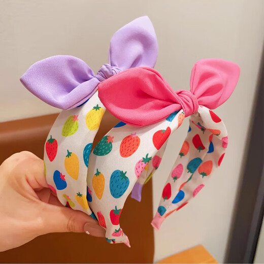 CHIMERA Sweetberry Rabbit Ear Headbands 2 pieces of girls' fabric non-stiffening wide-brimmed bangs-bundling anti-slip headbands for broken hair