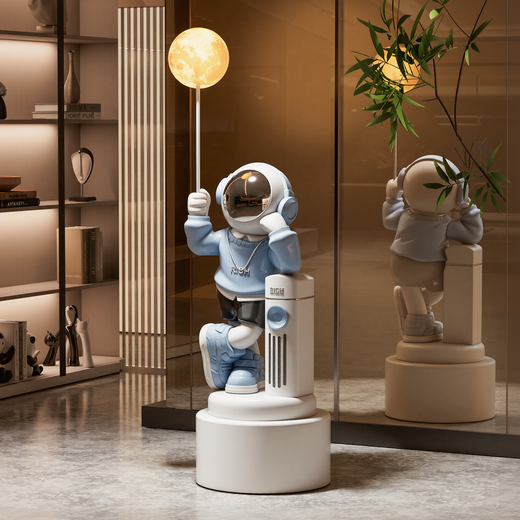 BHM Astronaut Large Ornament Floor-standing Audio Living Room Ornament TV Cabinet Sofa Decoration Housewarming Gift Blue Astronaut Total Height 127cm + Bluetooth Speaker + 16 Color Lights + Piggy Bank