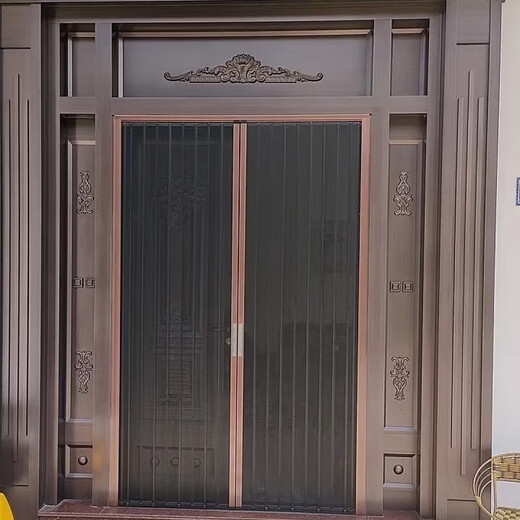 Dunge King Kong mesh folding entry screen door, anti-mosquito, anti-theft, anti-cat and mouse, thickened aluminum alloy, narrow edge, low rail, invisible retractable, aluminum alloy, red wood grain + anti-theft lock, starting from 2 square meters