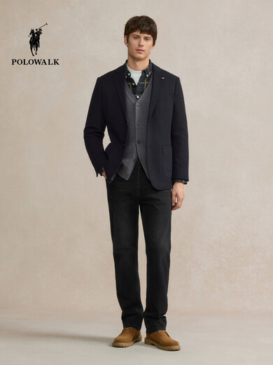 POLOWALK Men's Suit 2025 Autumn New Product Single-breasted Business Gentleman Flat Lapel Men's Suit Jacket Navy M 170/M