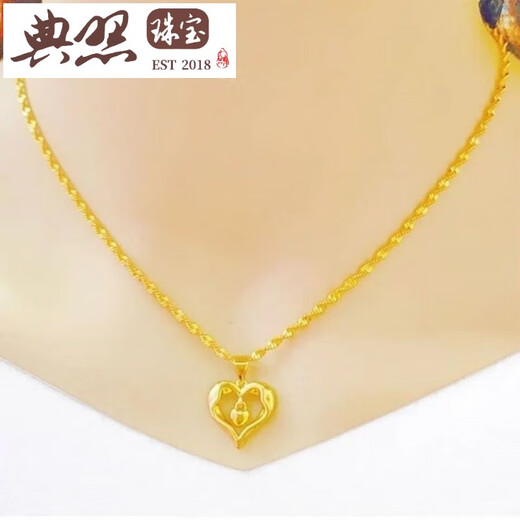 Classic old phoenix gold color 999 fine phoenix tail necklace thick flower blooming rich fashion trend frosted large flower pendant with fine water wave chain + lily flower same style