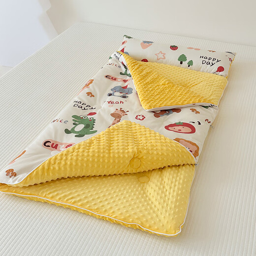 MUJI Class A pure cotton soothing beanie velvet anti-kick quilt sleeping bag all-in-one baby and child autumn and winter thickened warm belly protector Bulla Paradise A side pure cotton B side beanie velvet 70x120cm spring and autumn style about 3Jin Jin equals 0.5kg