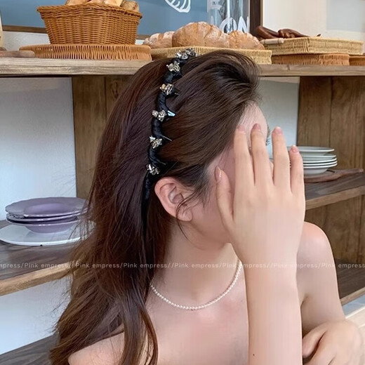 Princess of Paris wavy headband for women, sparkling diamond non-slip toothed headband for daily wear, hairpin, high-head fixed hair bundle, 1# sparkling diamond wavy hairband