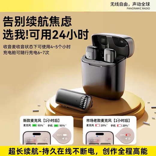 Pengjing wireless radio microphone lavalier microphone clip-on live broadcast equipment full set of radios for mobile phone shooting short video microphone mobile phone noise reduction outdoor tiktok anchor one to one original Apple interface lavalier microphone suitable for models before Apple 15