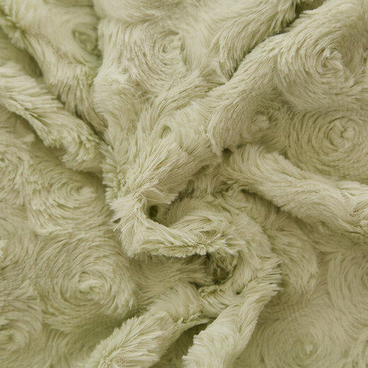 Mengjie Home Textiles 2025 New Thickened Rabbit Plush Sheets Four-piece Set Milk Velvet Baby Velvet Rabbit Velvet Cut Flower Solid Color Rosehip Green Sheets 1.5m Four-piece Set