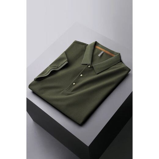 Dances with Wolves (DANCING WOLVES) high-end light luxury short-sleeved polo shirt men's light business ice silk lapel T-shirt single breathable shirt collar white L