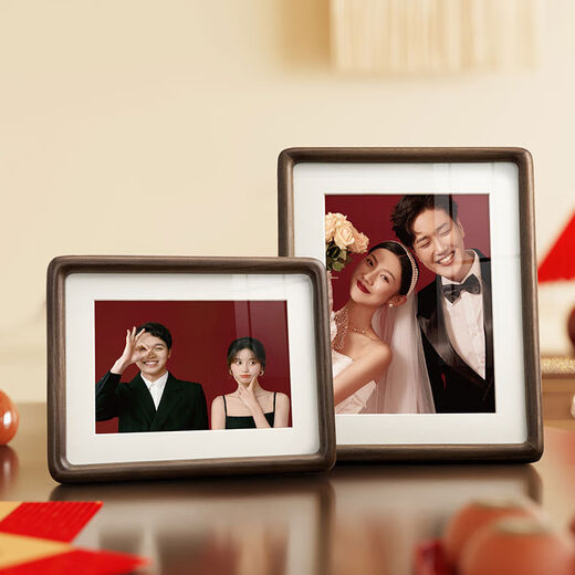 Yusenyi walnut wedding photo frame setting diy custom developed 6-inch photo family portrait photo printing solid wood-walnut plus cardboard 10 inches