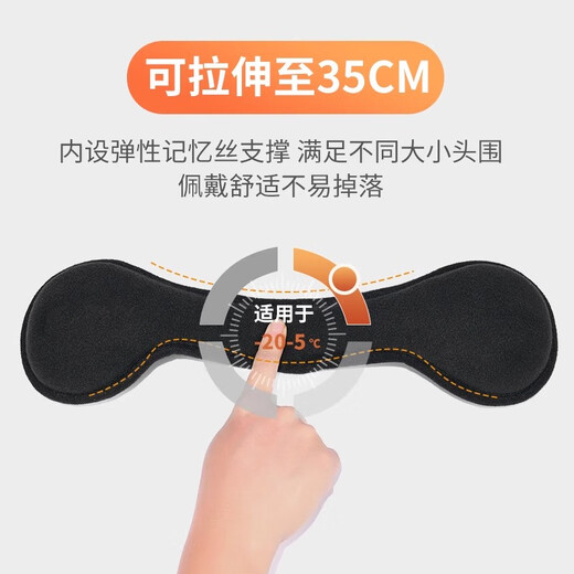 JIOESC men's winter warm back-worn earmuffs, women's embroidered plush cold-proof ear warmers, winter men's ear protection ear bags, black