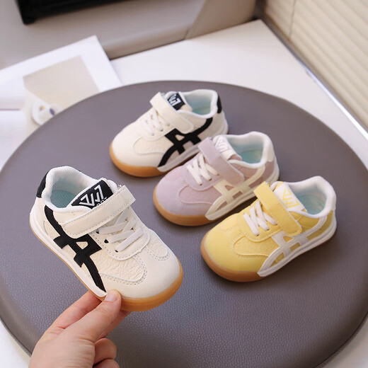 Terranis Yangma recommends 2025 spring and autumn infant breathable leather sneakers 0-1 years old 3 soft sole toddler shoes for women beige 16_inner length 12cm