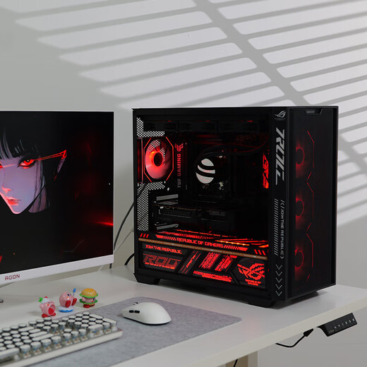 ASUS Chasing Shadow RTX5080/5070Ti/5070 graphics card AMD Ryzen 7 9800X3D thousand frames e-sports game console assembly computer DIY desktop complete machine cooling air duct chassis R7 9800X3D + ASUS RTX5070 configuration two