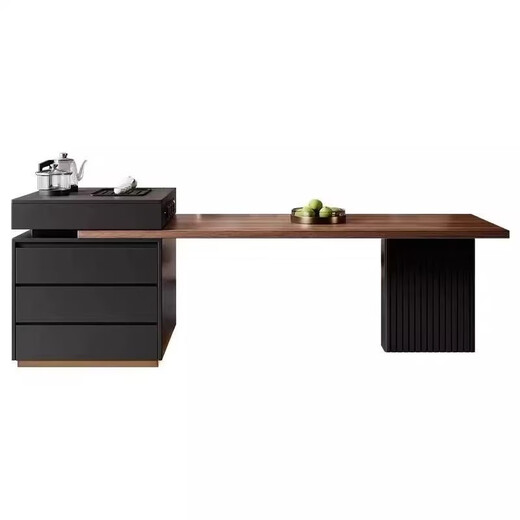 Slate Italian style island dining table minimalist retractable small apartment home high-end all-in-one multifunctional living room tea making island island dining table + flat version (orbit socket) 1.6 meters one table and four chairs (goat chair)