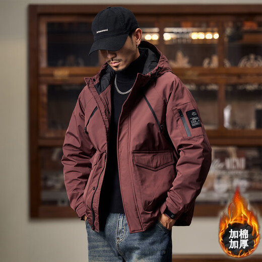 JEEP SPIRIT American Workwear Jacket Men's Autumn and Winter New Cotton Jacket Retro Cotton Jacket Thickened Jacket Cotton Clothes 1119 Military Green Cotton Style 4XL 180-195Jin Jin is equal to 0.5 kg