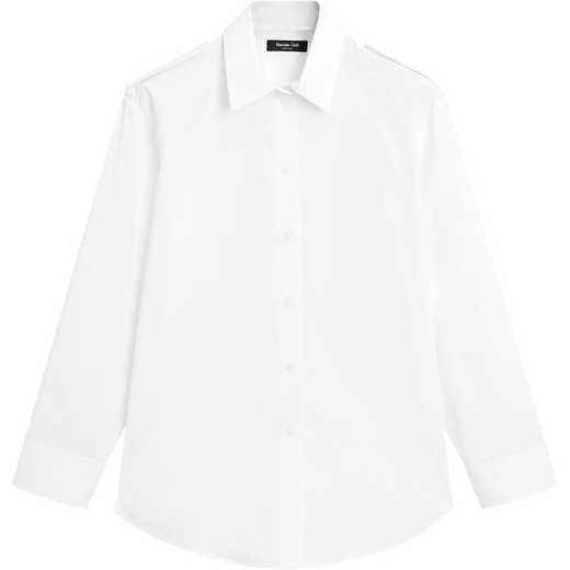 Massimo Dutti Autumn and Winter New Products 2025 Women's Clothing Classic Versatile Basic High Intelligent Cotton Long-Sleeved Shirt 05137887 White XS (165/84A)