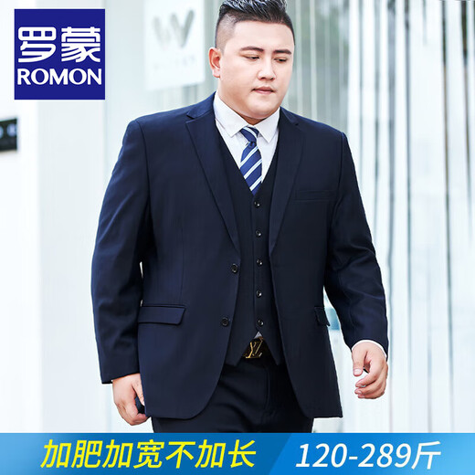 ROMON Plus Size Men's Suit Suit Plus Fat Fat Man Business Formal Wear Professional Loose Suit Jacket Wedding Dress Double Button Black Single Suit XL