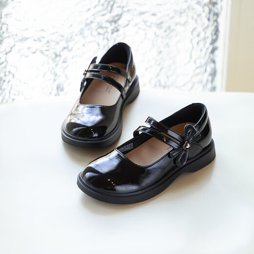 Dr. Jiang leather shoes autumn girls bright black versatile princess etiquette shoes children's shoes 2B16A3107AW black size 35