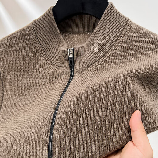 100% pure wool cardigan vest men's stand-up collar sweater vest Puyuan sweater waistcoat sleeveless top for young and middle-aged people dark blue gray 2XL 185/100A