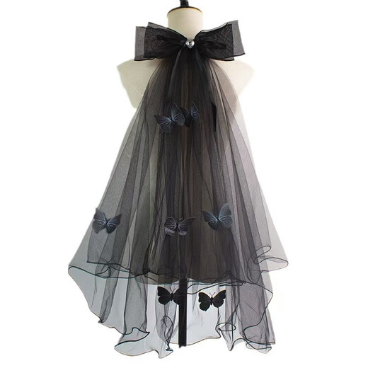 Bang Silk Veil Proposal and Certificate Bride's Confession Photography Main Veil Bow Photo Photo Props Adult Ceremony Graduation Season Bow Love Veil Black + Hair Comb Style