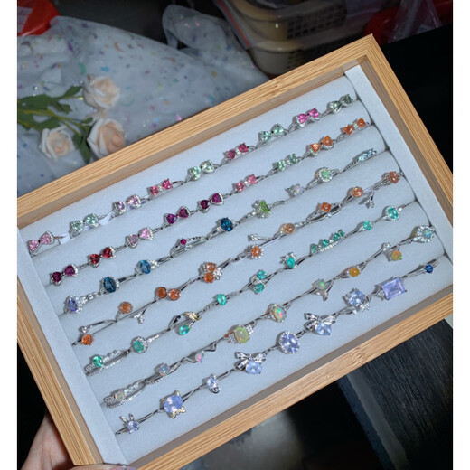 DL 1998 Fat Donglai same style tanzanite ring s925 silver inlaid with natural crystal tourmaline blue moonlight gold sun and other exquisite products live broadcast room purchase