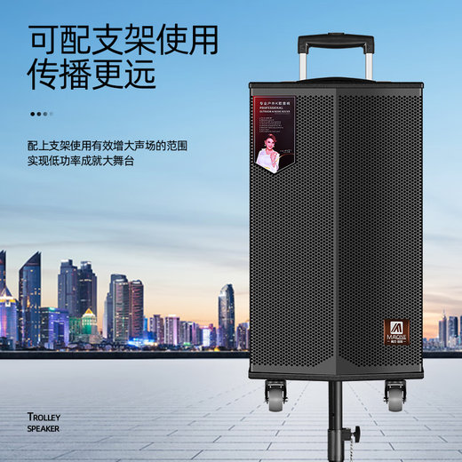 Manlong square dance audio high-power subwoofer wireless microphone Bluetooth high volume with live broadcast professional sound card internal recording mobile performance trolley outdoor karaoke speaker K-415 audio (15-inch bass) dual microphones + gift package