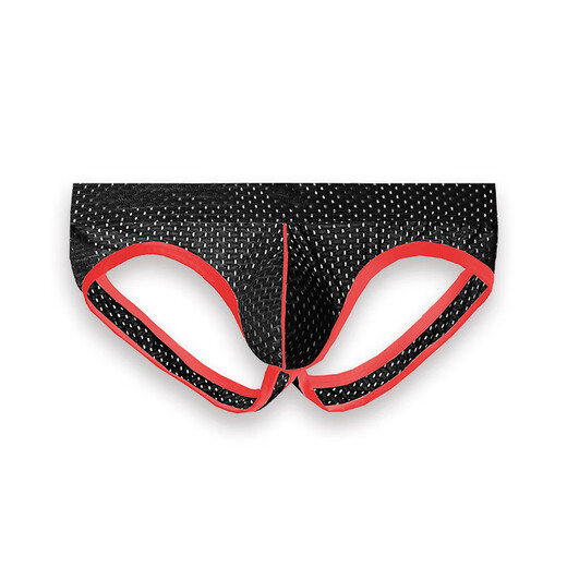 Austrian element hollow double-butt underwear men's low-waist ice silk T-pants elastic tight sexy pants comfortable thong men's black L