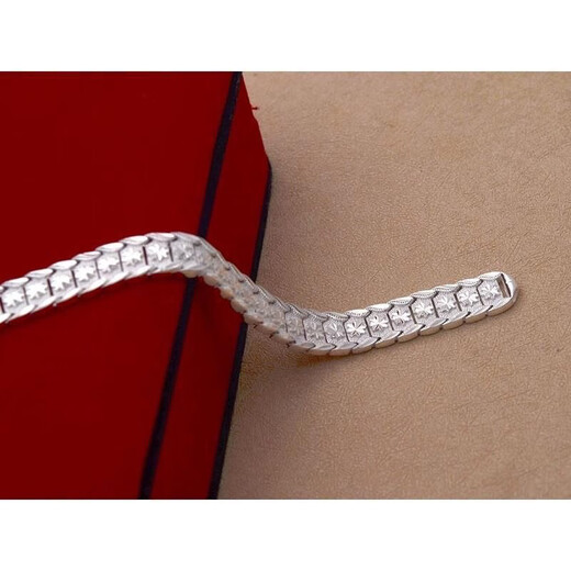 KZD Old Phoenix 999 sterling silver bracelet boss car flower flat wide version bracelet personality domineering bracelet watch chain silver car flower bracelet 15.77 (high quality)