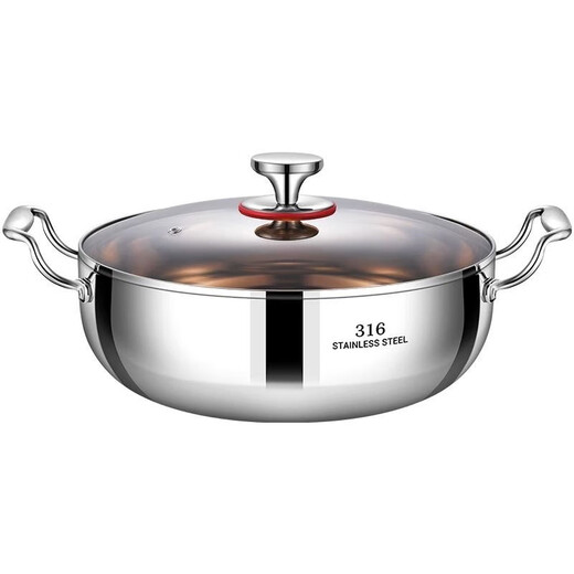Fat Donglai purchasing agent recommended by Yangma Extra thick 316 stainless steel hot pot induction cooker gas stove special steaming and stewing thickened 316 stainless steel hot pot 32cm