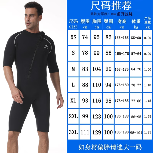 Spraesidio one-piece warm wetsuit swimsuit for men and women thickened cold-proof swimming wetsuit for adults long-sleeved 3mm winter swimming jellyfish suit black short-sleeved 3XL