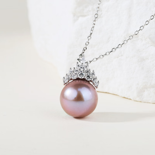Fortunately, Pearl Pendant S925 Silver Freshwater Edison Purple Pearl Ice Queen Necklace Pendant Birthday Gift S925 Silver White Purple Edison Ice Queen Pendant 11-12mm Free S925 Silver Chain 40+3cm