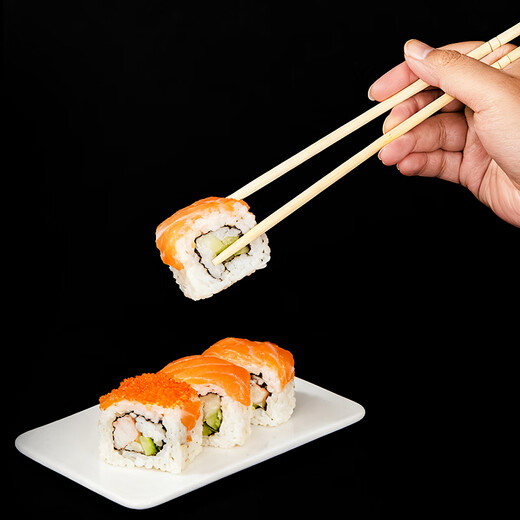 Blue Natural Disposable Chopsticks 100 Pairs 5.5mm Round Bamboo Chopsticks 22.5cm Extra Long and Bold Individually Packaged Food Commercial Wholesale