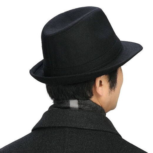 Qisiman's new winter hat woolen men's hat for the elderly, warm and thickened British retro gentleman hat for women, woolen hat - black, adult size 58CM
