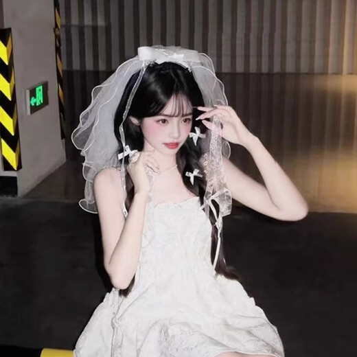 Pu Lian Proposal Veil, Certification, Bride Engagement, Marriage Registration Ceremony, High Head Photo Props, Simple Wedding Hairdress, Double Curled Bow Pearl (hairpin)