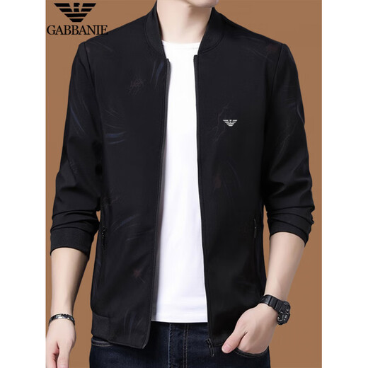 GABBANIE Men's Jacket for Young and Middle-aged Spring and Autumn New Jacket Men's Business Casual Baseball Jacket Top Fashion A Black Blue BST-1815 M 170 Recommended 95-120 Jin Jin equals 0.5 kg