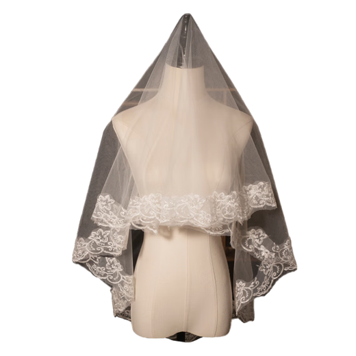 Veil main wedding dress super fairy style photo studio shooting props double layer white simple bridal wedding lace headdress white lace lace veil single layer about 1.4 meters 1 piece
