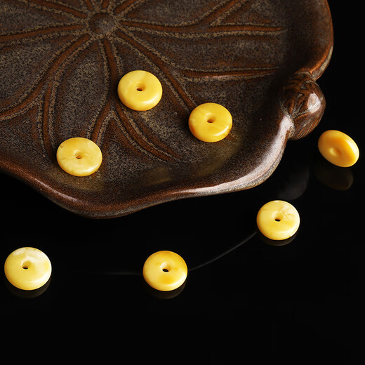 Yanyun jewelry raw mineral natural beeswax separator single bead loose bead bracelet amber bead DIY accessories diameter 11mm thick 3mm